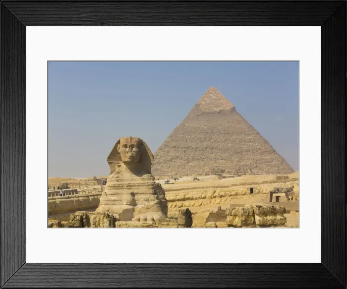 Framed Print : The Great Sphinx of Giza, Khafre Pyramid in the background, Great Pyramids of Giza Framed Print : The Great Sphinx of Giza, Khafre Pyramid in the background, Great Pyramids of Giza