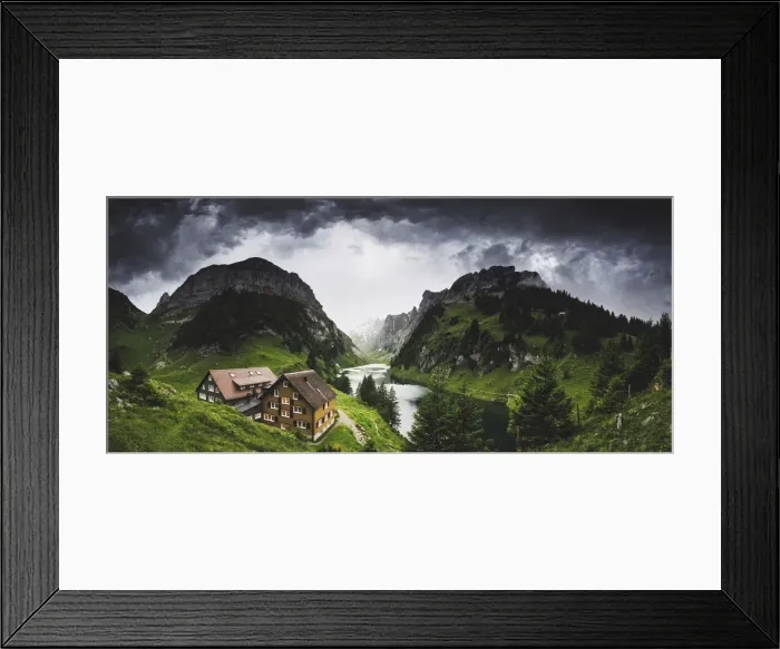 Framed Print : Thunderstorm coming at Bollenwees refuge, Canton of Appenzell, Alpstein, Switzerland Framed Print : Thunderstorm coming at Bollenwees refuge, Canton of Appenzell, Alpstein, Switzerland