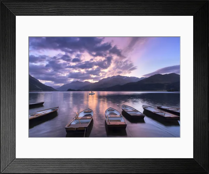 Framed Print : Moored boats in Lake of Sils at sunrise, Maloja Pass, Engadine valley, Graubunden Framed Print : Moored boats in Lake of Sils at sunrise, Maloja Pass, Engadine valley, Graubunden