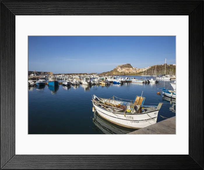 Framed Print : View over marina towards ancient castle, Castelsardo, Sassari Province, Sardinia, Italy Framed Print : View over marina towards ancient castle, Castelsardo, Sassari Province, Sardinia, Italy