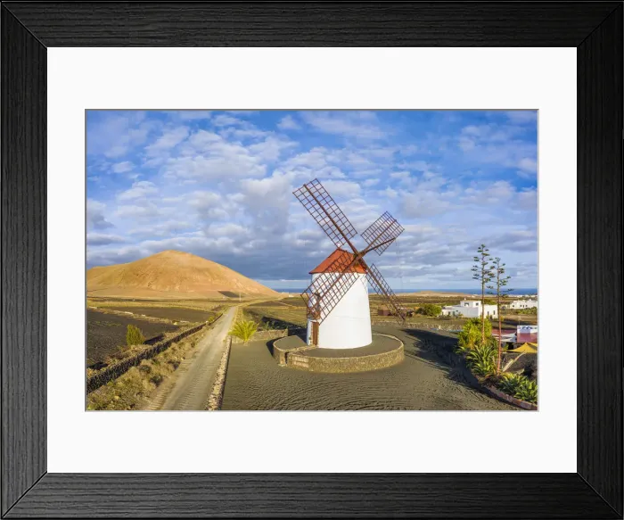 Framed Print : Traditional windmill and volcanic landscape, Tiagua, Lanzarote, Canary Islands, Spain Framed Print : Traditional windmill and volcanic landscape, Tiagua, Lanzarote, Canary Islands, Spain