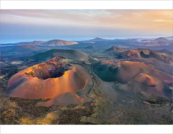 Volcanoes in Timanfaya National Park, Lanzarote, Canary Islands, Spain, Atlantic, Europe