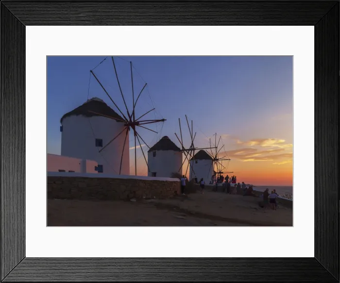 Framed Print : Windmills Kato Mili at sunset, Mykonos Town, Mykonos, Cyclades Islands, Greek Islands Framed Print : Windmills Kato Mili at sunset, Mykonos Town, Mykonos, Cyclades Islands, Greek Islands