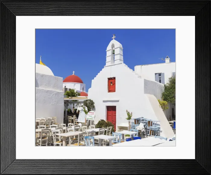 Framed Print : Outdoor restaurant, Mykonos Town, Mykonos, Cyclades Islands, Greek Islands, Greece Framed Print : Outdoor restaurant, Mykonos Town, Mykonos, Cyclades Islands, Greek Islands, Greece