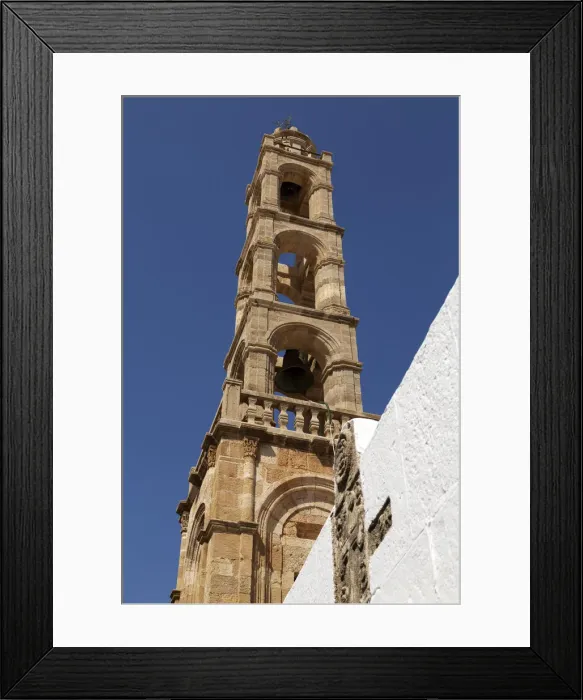Framed Print : Stone bell tower of the Church of the Panagia, a Greek Orthodox place of worship Framed Print : Stone bell tower of the Church of the Panagia, a Greek Orthodox place of worship
