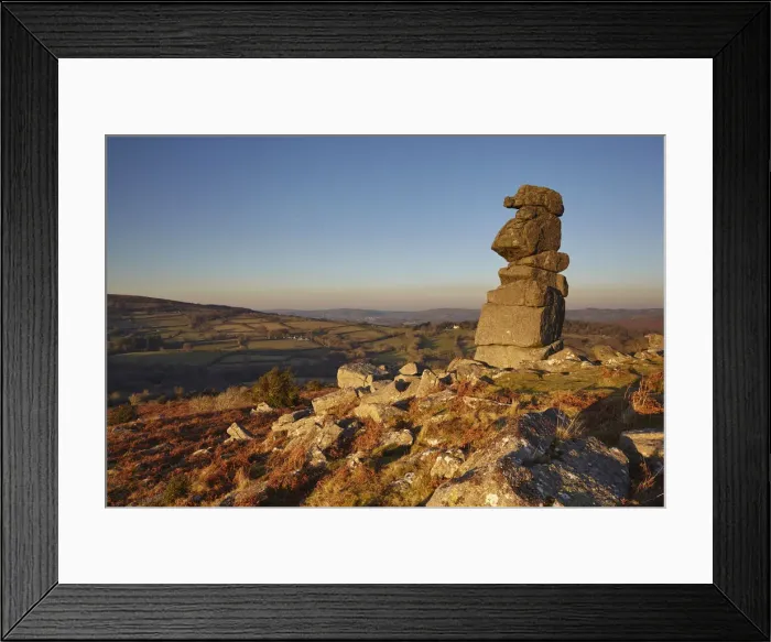 Framed Print : A natural granite outcrop seen in low winter sunlight, Bowermans Nose Framed Print : A natural granite outcrop seen in low winter sunlight, Bowermans Nose