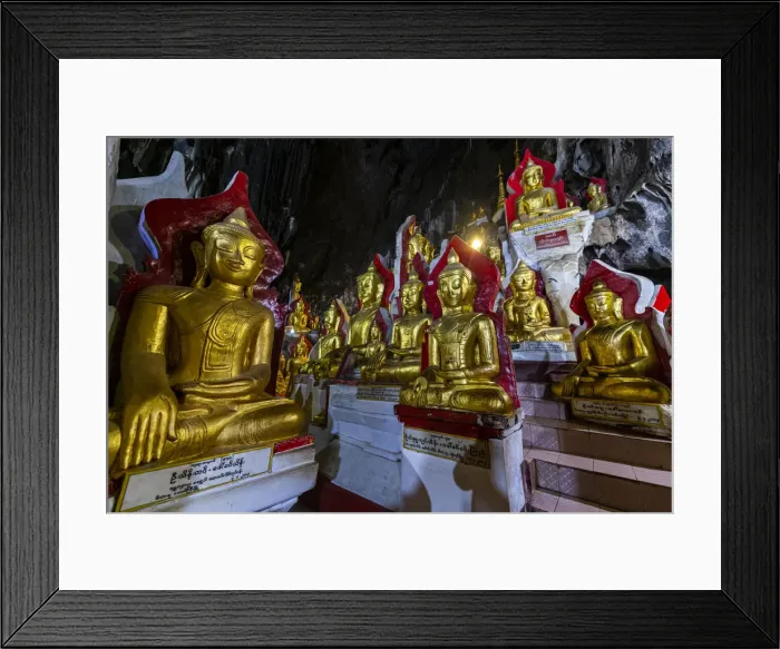 Framed Print : Gilded Buddha images in the caves at Pindaya, Shan state, Myanmar (Burma), Asia Framed Print : Gilded Buddha images in the caves at Pindaya, Shan state, Myanmar (Burma), Asia