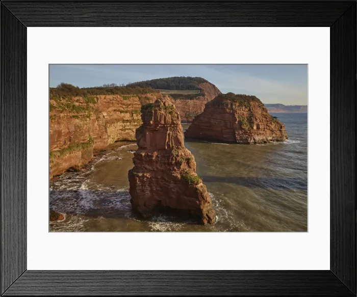 Framed Print : Red sandstone cliffs and rocks at Ladram Bay, in the Jurassic Coast UNESCO World Heritage Framed Print : Red sandstone cliffs and rocks at Ladram Bay, in the Jurassic Coast UNESCO World Heritage
