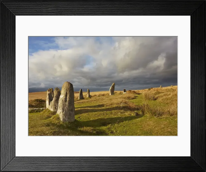 Framed Print : Ancient prehistoric standing stones in a stone circle, Scorhill Stone Circle Framed Print : Ancient prehistoric standing stones in a stone circle, Scorhill Stone Circle