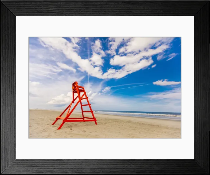 Framed Print : Empty lifeguard chair on empty Jacksonville beach during closing hours during Covid-19 Framed Print : Empty lifeguard chair on empty Jacksonville beach during closing hours during Covid-19