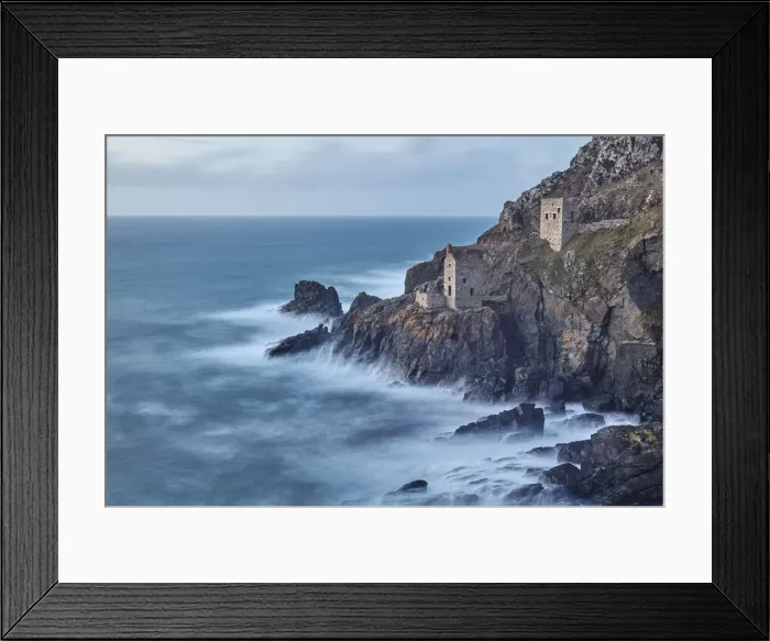 Framed Print : A dusk view of the iconic cliffside ruins of Botallack tin mine Framed Print : A dusk view of the iconic cliffside ruins of Botallack tin mine