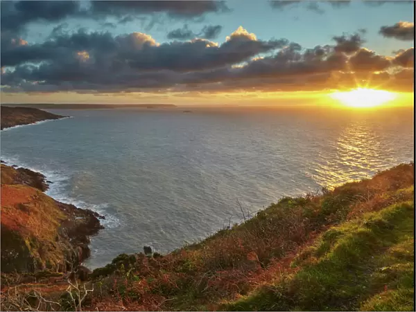 Early morning view of the cliffs at Rame Head, looking towards Penlee Point
