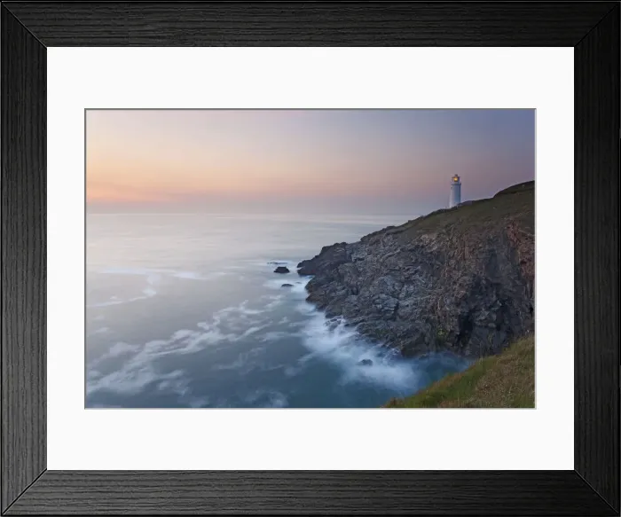 Framed Print : A peaceful dusk on Cornwalls Atlantic coast, showing the lighthouse at Trevose Head Framed Print : A peaceful dusk on Cornwalls Atlantic coast, showing the lighthouse at Trevose Head