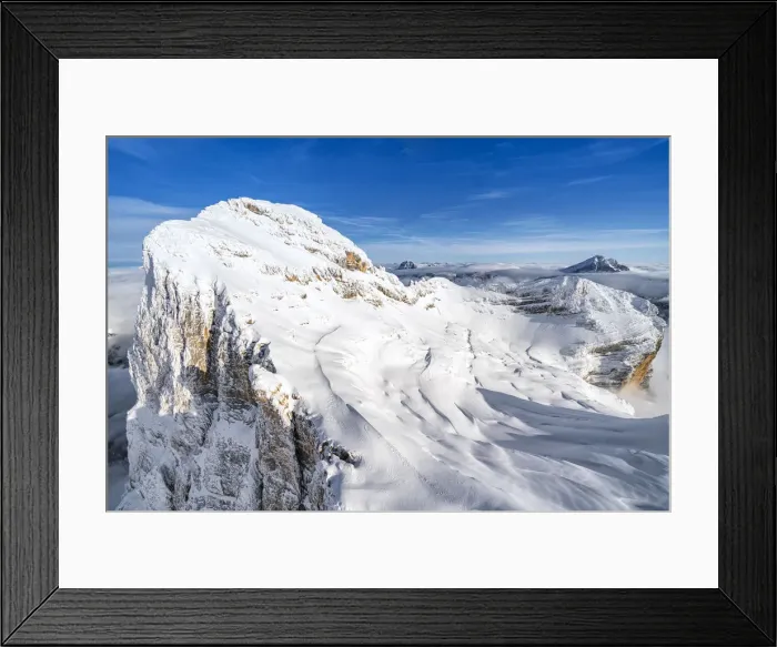 Framed Print : Monte Pelmo after a snowfall, aerial view, Dolomites, Belluno province, Veneto, Italy Framed Print : Monte Pelmo after a snowfall, aerial view, Dolomites, Belluno province, Veneto, Italy