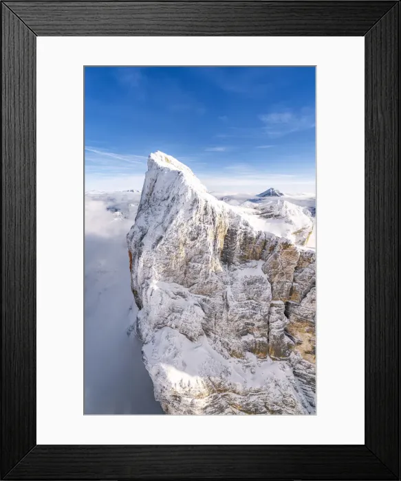 Framed Print : Rock face of Monte Pelmo covered with snow, aerial view, Dolomites, Belluno province Framed Print : Rock face of Monte Pelmo covered with snow, aerial view, Dolomites, Belluno province