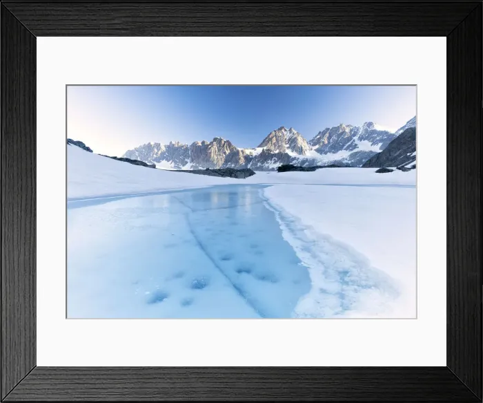 Framed Print : Frozen water of Forbici Lake during the spring thaw, Valmalenco, Valtellina Framed Print : Frozen water of Forbici Lake during the spring thaw, Valmalenco, Valtellina