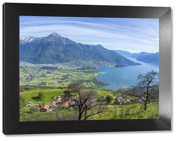 Panoramic of Lake Como and Alto Lario from the rural village of Bugiallo, Como province