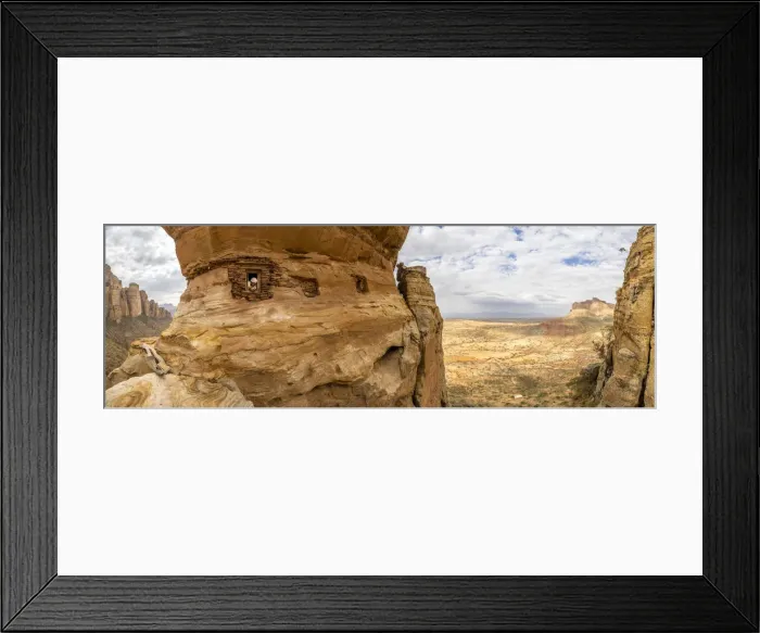 Framed Print : Aerial panoramic by drone of priest looking out from Abuna Yemata Guh rock-hewn church Framed Print : Aerial panoramic by drone of priest looking out from Abuna Yemata Guh rock-hewn church