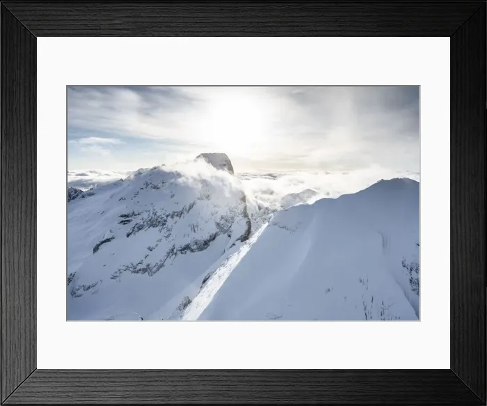 Framed Print : Aerial view of Punta Penia and west ridge of Marmolada in winter, Dolomites Framed Print : Aerial view of Punta Penia and west ridge of Marmolada in winter, Dolomites