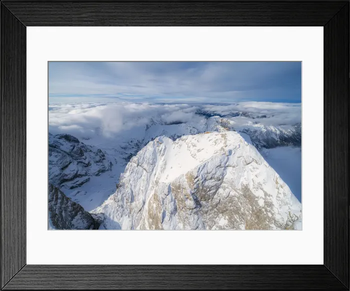 Framed Print : Aerial view of Gran Vernel covered with snow, Marmolada group, Dolomites Framed Print : Aerial view of Gran Vernel covered with snow, Marmolada group, Dolomites