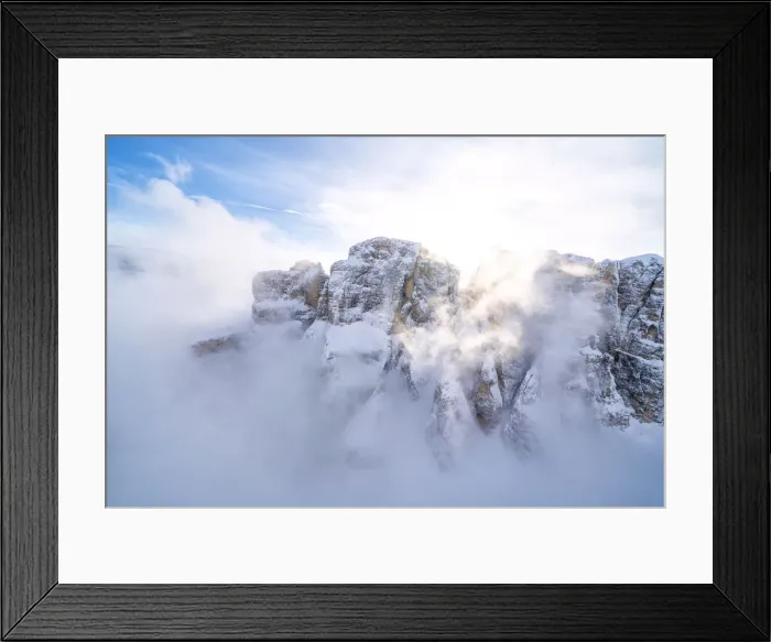 Framed Print : Mist over the snowy peaks of Sella Group, Dolomites, South Tyrol, Italy, Europe Framed Print : Mist over the snowy peaks of Sella Group, Dolomites, South Tyrol, Italy, Europe