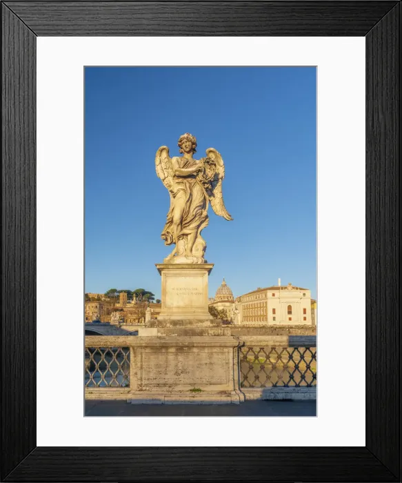 Framed Print : Ponte Sant Angelo, St. Peters Basilica in background, UNESCO World Heritage Site Framed Print : Ponte Sant Angelo, St. Peters Basilica in background, UNESCO World Heritage Site