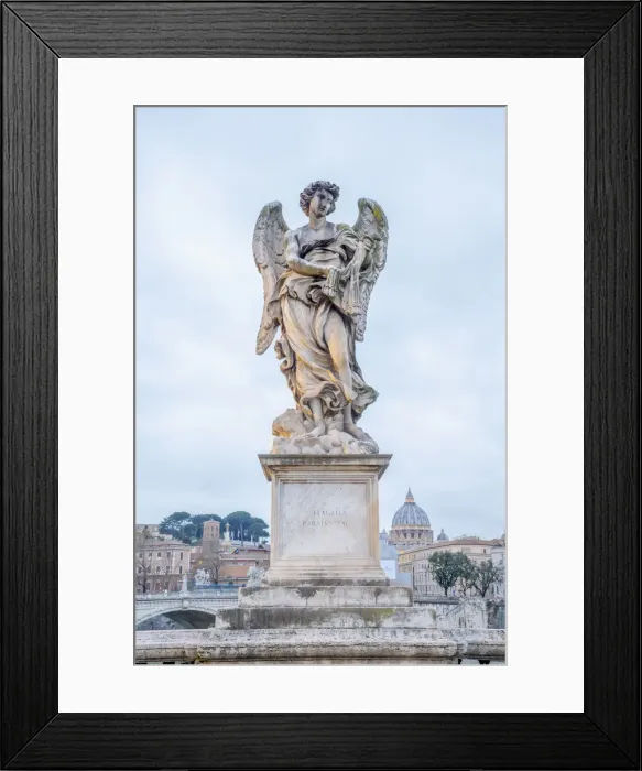 Framed Print : Ponte Sant Angelo, St. Peters Basilica in background, UNESCO World Heritage Site