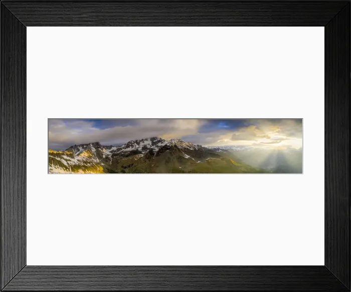 Framed Print : Aerial view of Monte Disgrazia and Bernina mountain range at dawn, Valmalenco, Valtellina Framed Print : Aerial view of Monte Disgrazia and Bernina mountain range at dawn, Valmalenco, Valtellina