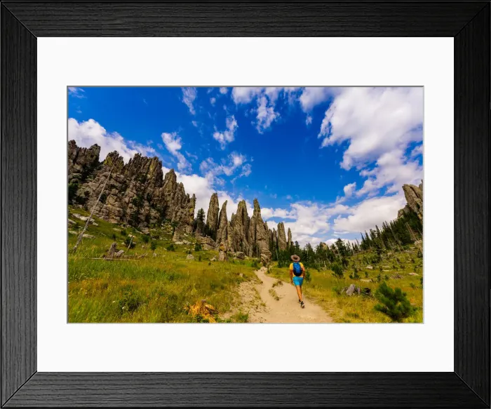 Framed Print : Man hiking the trails and enjoying the sights in the Black Hills of Keystone Framed Print : Man hiking the trails and enjoying the sights in the Black Hills of Keystone