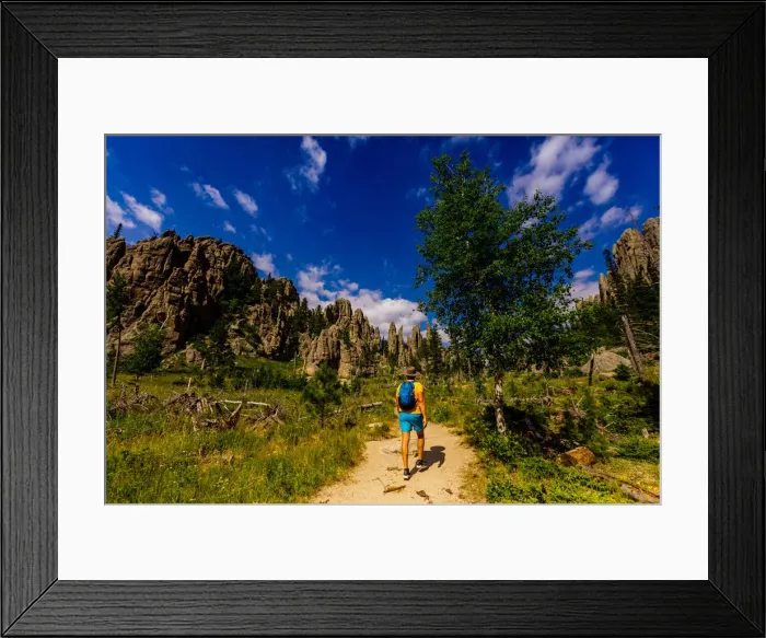 Framed Print : Man hiking the trails and enjoying the sights in the Black Hills of Keystone Framed Print : Man hiking the trails and enjoying the sights in the Black Hills of Keystone