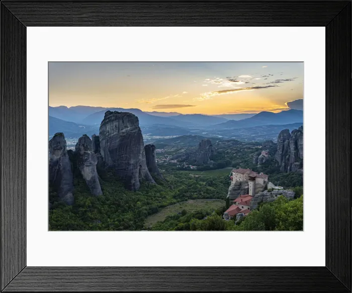 Framed Print : Holy Monastery of St. Nicholas Anapafsas at sunset, UNESCO World Heritage Site Framed Print : Holy Monastery of St. Nicholas Anapafsas at sunset, UNESCO World Heritage Site