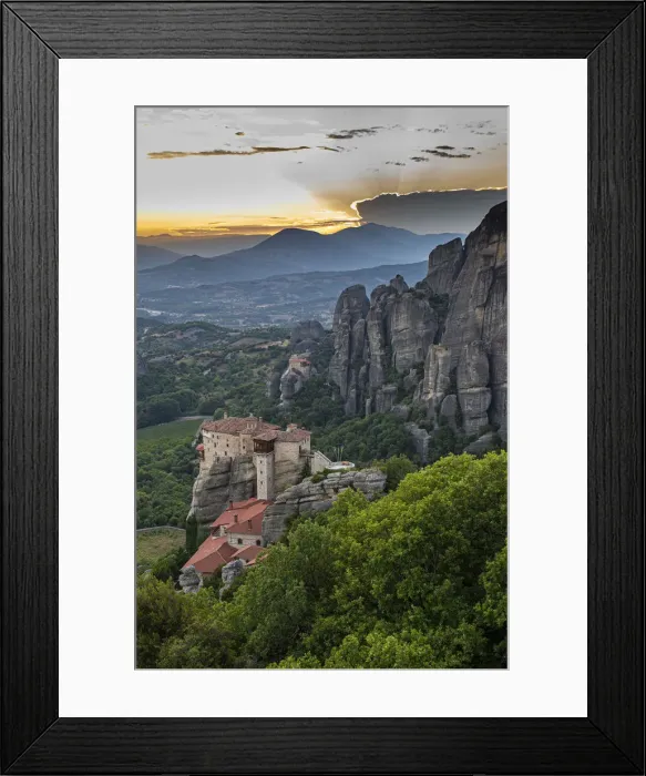 Framed Print : Holy Monastery of St. Nicholas Anapafsas at sunset, UNESCO World Heritage Site Framed Print : Holy Monastery of St. Nicholas Anapafsas at sunset, UNESCO World Heritage Site