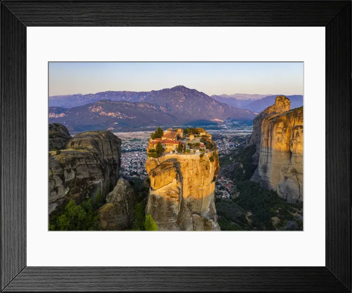 Framed Print : Aerial by drone of the Holy Monastery of Holy Trinity at sunrise Framed Print : Aerial by drone of the Holy Monastery of Holy Trinity at sunrise