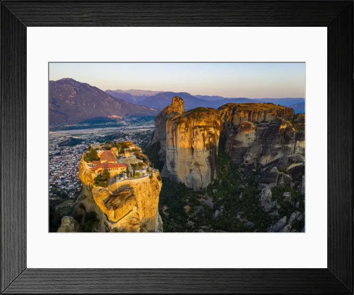 Framed Print : Aerial by drone of the Holy Monastery of Holy Trinity at sunrise Framed Print : Aerial by drone of the Holy Monastery of Holy Trinity at sunrise