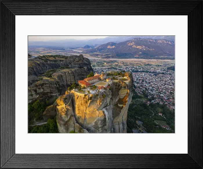 Framed Print : Aerial by drone of the Holy Monastery of Holy Trinity at sunrise Framed Print : Aerial by drone of the Holy Monastery of Holy Trinity at sunrise