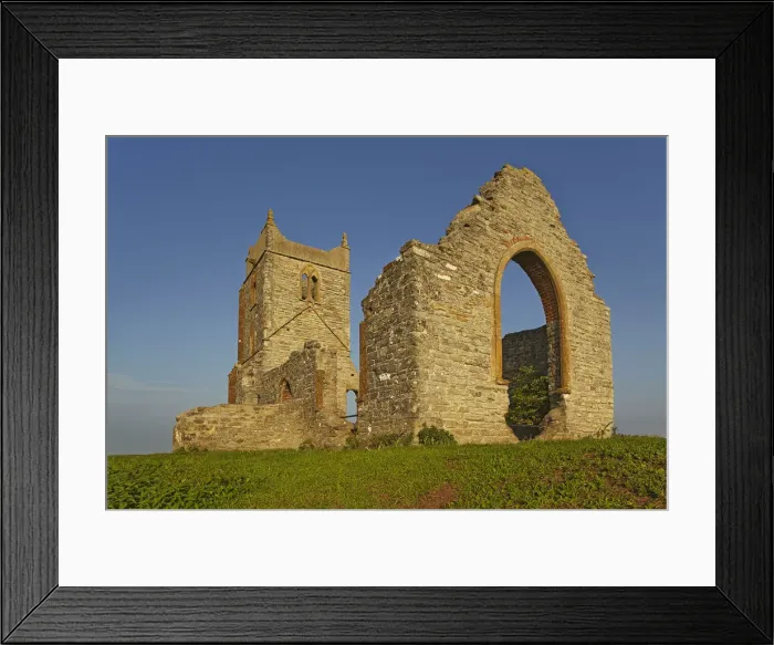 Framed Print : The ruins of St. Michaels Church on the summit of Burrow Mump Framed Print : The ruins of St. Michaels Church on the summit of Burrow Mump