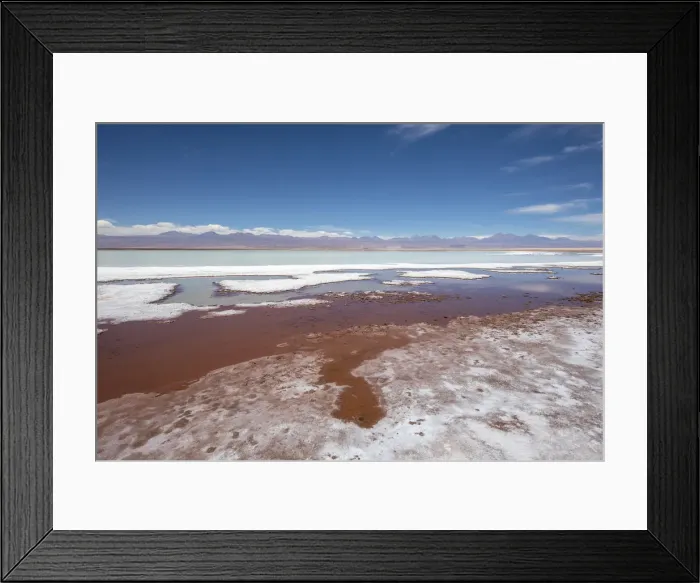 Framed Print : Laguna Tebenquicne, a salt water lagoon in the Salar de Atacama