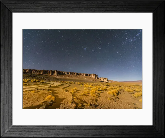 Framed Print : Starry night at Salar de Tara y Aguas Calientes I, Los Flamencos National Reserve Framed Print : Starry night at Salar de Tara y Aguas Calientes I, Los Flamencos National Reserve
