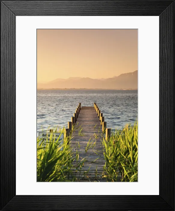 Framed Print : Jetty at sunrise, Gstadt am Chiemsee, Lake Chiemsee, Upper Bavaria, Germany, Europe Framed Print : Jetty at sunrise, Gstadt am Chiemsee, Lake Chiemsee, Upper Bavaria, Germany, Europe