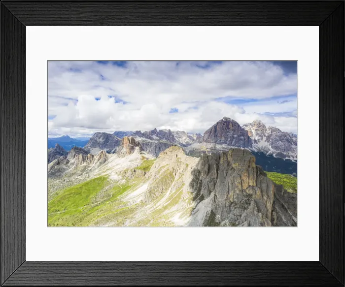 Framed Print : Aerial view of Giau Pass, Ra Gusela, Nuvolau, Averau and Tofane mountains, Dolomites Framed Print : Aerial view of Giau Pass, Ra Gusela, Nuvolau, Averau and Tofane mountains, Dolomites