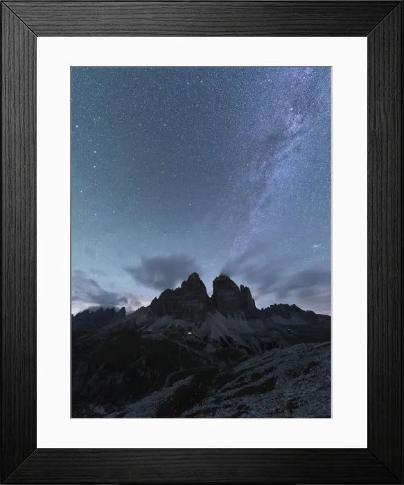 Framed Print : Milky Way over Tre Cime di Lavaredo in summer, Sesto Dolomites, South Tyrol, Italy Framed Print : Milky Way over Tre Cime di Lavaredo in summer, Sesto Dolomites, South Tyrol, Italy