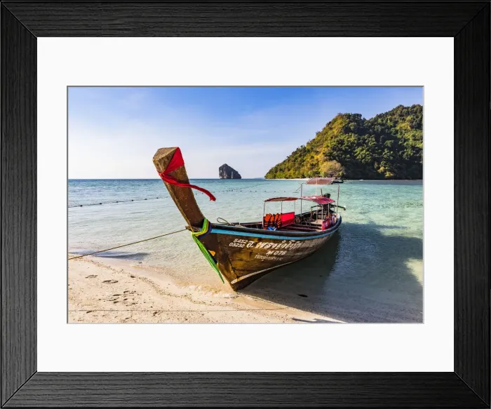 Framed Print : Longtail boats on Tup Island, Krabi Province, Thailand, Southeast Asia, Asia Framed Print : Longtail boats on Tup Island, Krabi Province, Thailand, Southeast Asia, Asia