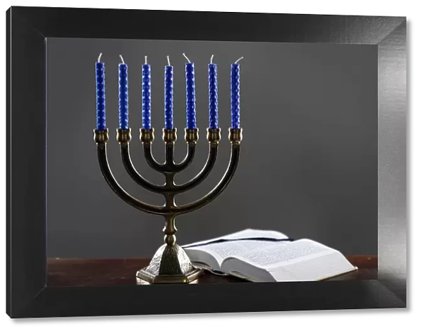 Open Torah and the Menorah (Seven-lamp Hebrew lampstand)