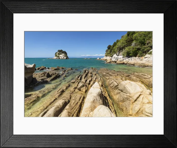 Framed Print : Rocky coast at Little Kaiteriteri Beach, Kaiteriteri, Tasman Bay, Tasman, South Island Framed Print : Rocky coast at Little Kaiteriteri Beach, Kaiteriteri, Tasman Bay, Tasman, South Island