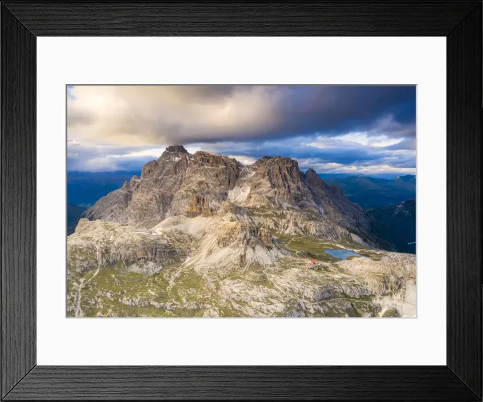 Framed Print : Locatelli hut, Laghi dei Piani, Torre Toblin, Tre Scarperi, Rocca Novale Framed Print : Locatelli hut, Laghi dei Piani, Torre Toblin, Tre Scarperi, Rocca Novale