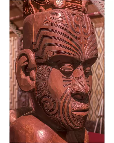 Carving in Maori Meeting House, Waitangi, Bay of Islands, North Island, New Zealand