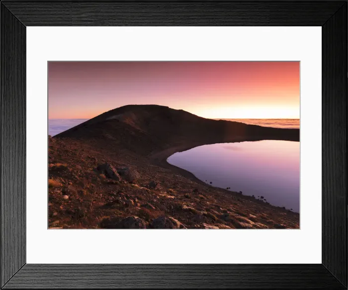 Framed Print : Blue Lake at sunrise, Tongariro National Park, UNESCO World Heritage Site, North Island Framed Print : Blue Lake at sunrise, Tongariro National Park, UNESCO World Heritage Site, North Island