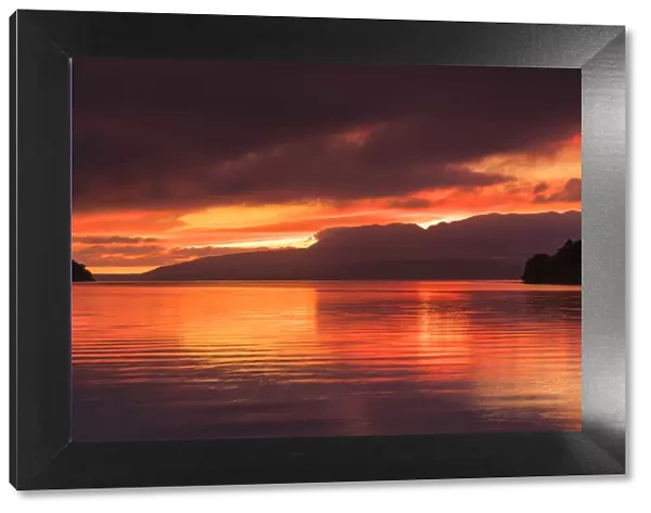 Lake Tarawera at sunrise, Rotorua, North Island, New Zealand, Pacific