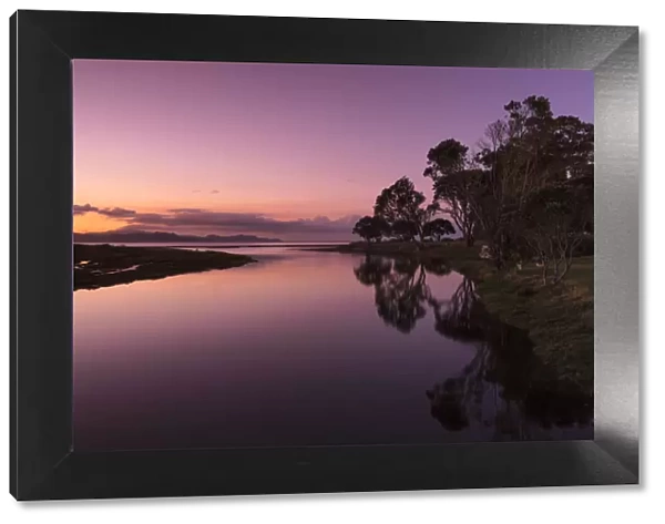 Sunset at Kuaotuno River, Coromandel Peninsula, Waikato, North Island, New Zealand