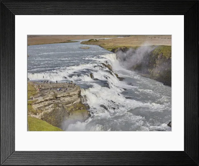 Framed Print : An iconic Icelandic landscape, Gullfoss Falls, on the southern edge of the rugged Framed Print : An iconic Icelandic landscape, Gullfoss Falls, on the southern edge of the rugged